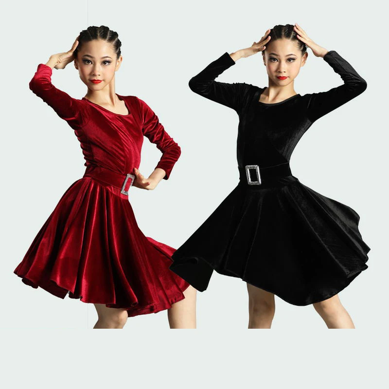 Ropa de baile latino de alta gama para niños y niñas, ropa de actuación de otoño e invierno, paño de baile necesario para competición