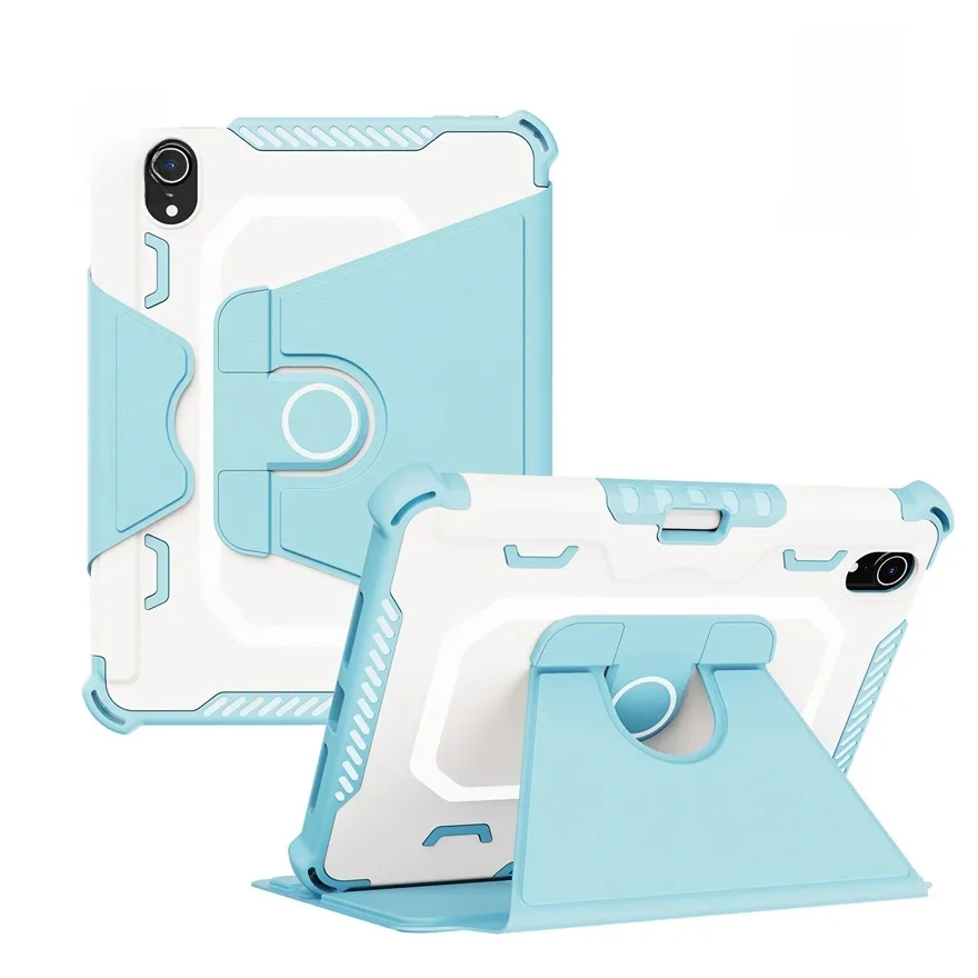 For Apple iPad Mini 6 Case 8.3 PC+TPU Tablet Case for iPad Mini 6 Cover 360 Degree Rotation Shockproof Armor LeatherTablet Shell