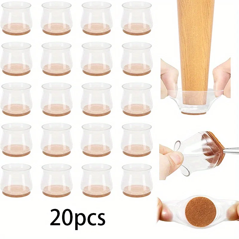 Silicone Chair Leg Covers with Felt Pads Non-Slip Thickened Wear-Resistant Elastic Stools Table Chair Foot Leg Floor Protectors