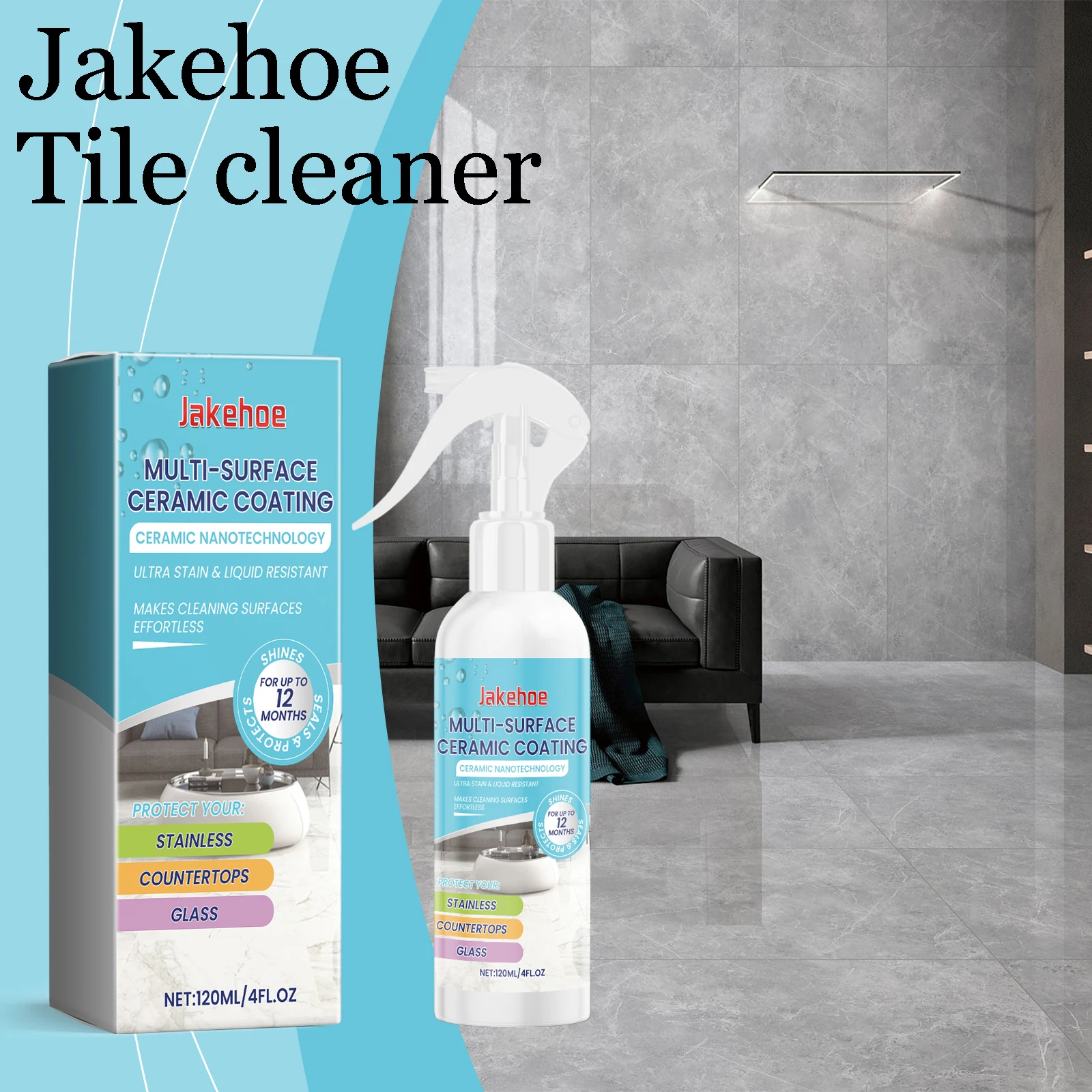 

Jakehoe очиститель для керамической плитки спрей для удаления пятен, очистка от плесени, восстановление оригинального блеска, очиститель плитки
