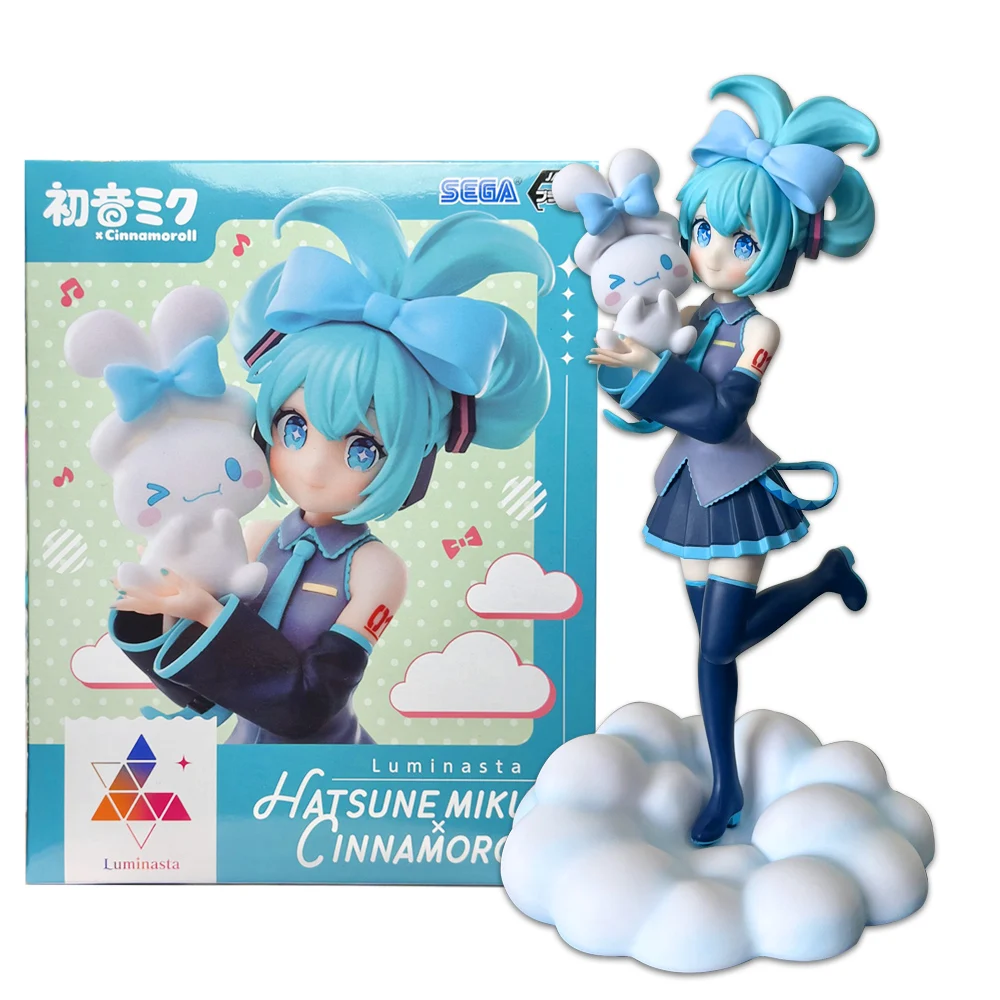 Figura de Anime Hatsune Miku X Cinnamoroll de 17CM, periféricos de animé, modelos coleccionables, decoraciones decorativas, regalo Kawaii para niños