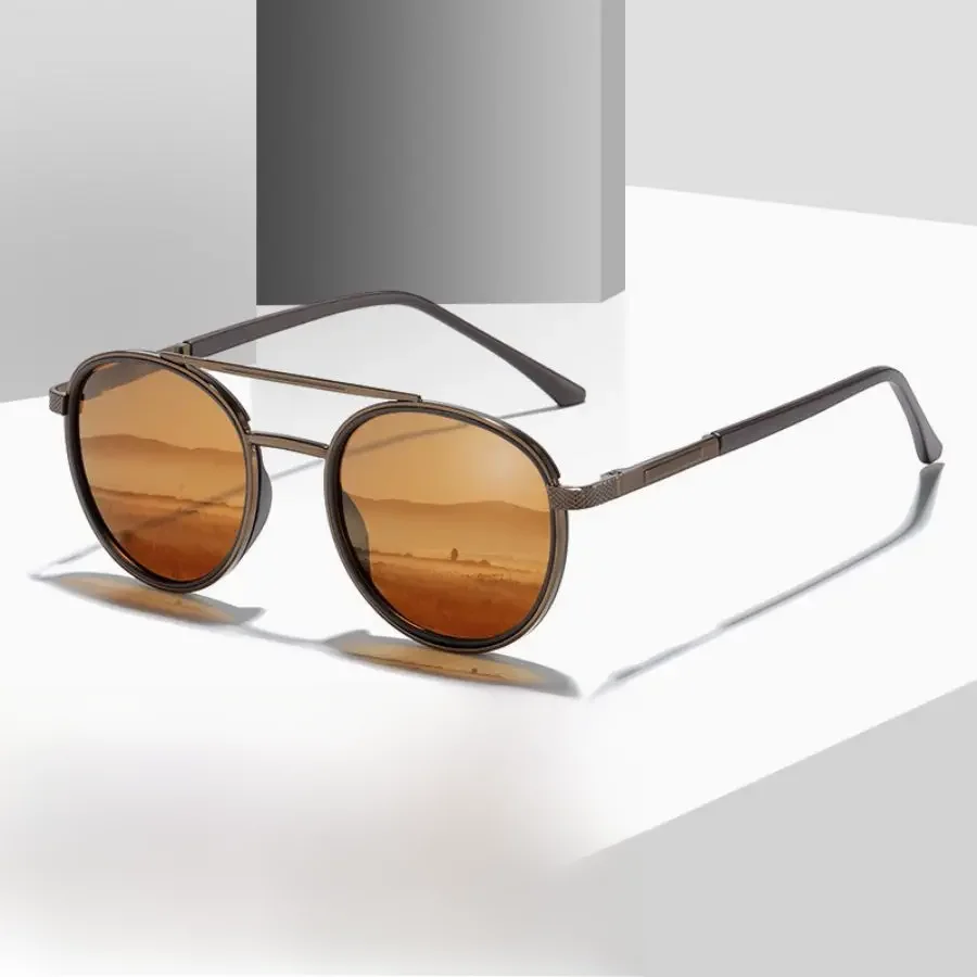 CRIXALIS Retro okrągłe spolaryzowane okulary przeciwsłoneczne męskie kobiety 2024 modne metalowe okulary przeciwsłoneczne w stylu Vintage męskie hipisowskie punkowe odcienie kobiece UV400 — zdjęcie 2