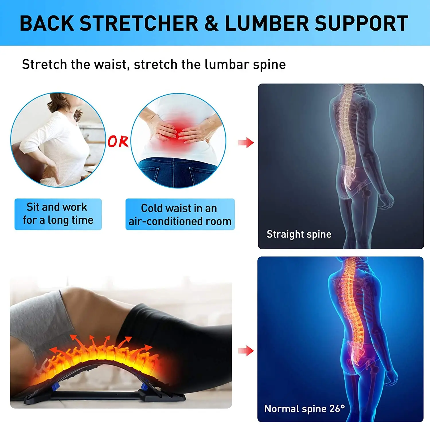 Magnet Massage Set Up Benches Back Stretcher Lumbar Support Acupuncture Device Posture Corrector for Back Pain Relief