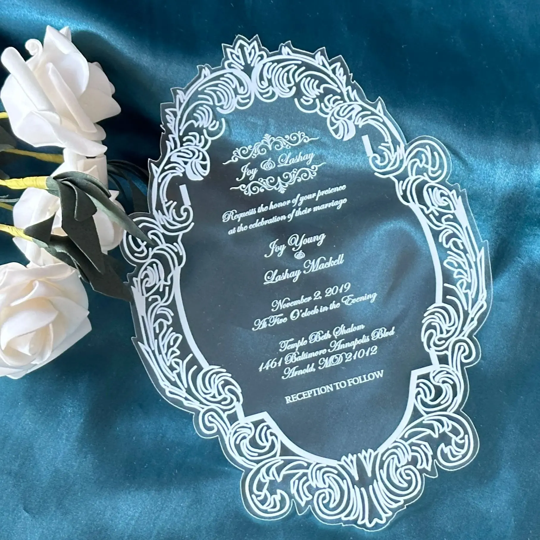 

Laser Cut Acrylic Wedding Invitation, Transparent Quinceanera Invite, Custom, 10Pcs