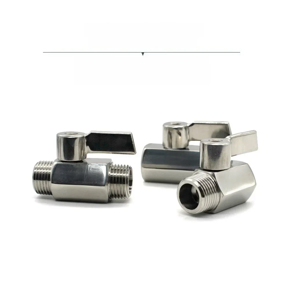 Mini robinet à tournant sphérique en acier inoxydable 304/316, 1/8 1/4 3/8 1/2 3/4/1 BSP NPT, filetage mâle femelle pour eau, huile, acide, robinet à tournant sphérique à 2 voies