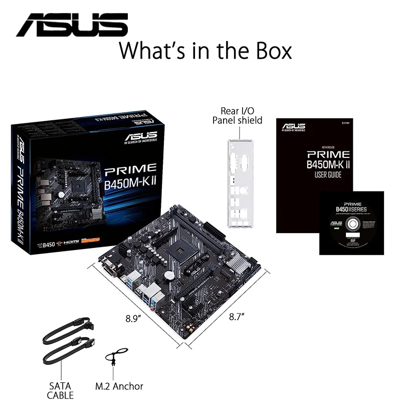 AMD B450 Motherboard ASUS PRIME B450M-K II Socket AM4 DDR4 64GB USB 3.2 M.2 Support AMD Ryzen 5000 Series Processors Mainboard