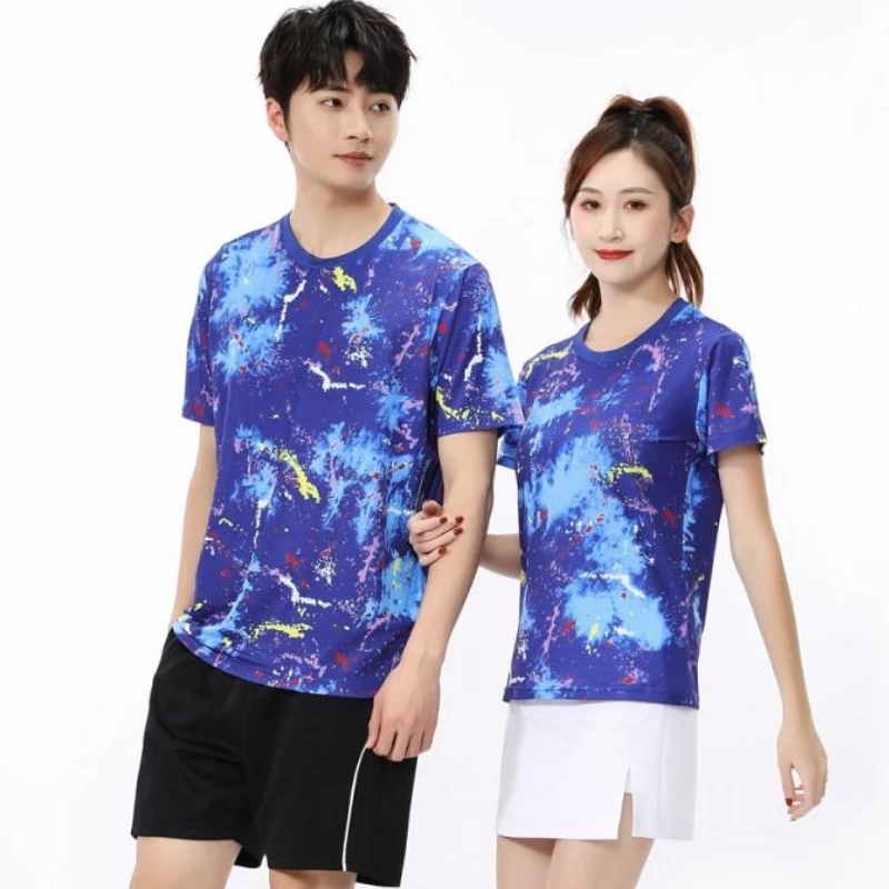 

Men Women Children Badminton T-Shirt Quick Dry Tennis Tee, Boys Girls Pingpong Team Sportswear Uniforms