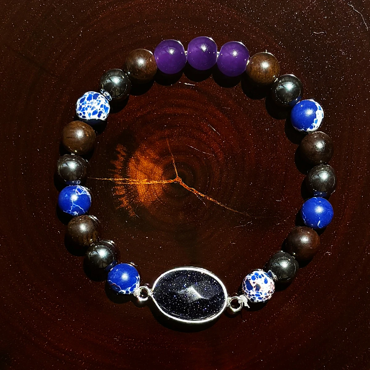 1pc/Bohemian Natural Stone Lapis Lazuli Bracelet, Handmade Beaded Stretch Bracelet for Unisex, Activates Third Eye Chakra Jewelr