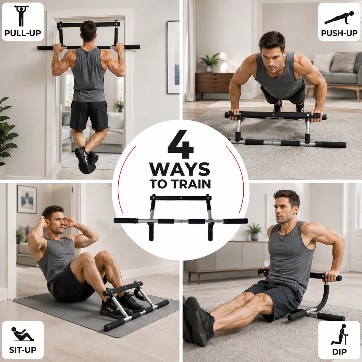 Home Gym Workout Equipment - Drążek do podciągania montowany na drzwiach,