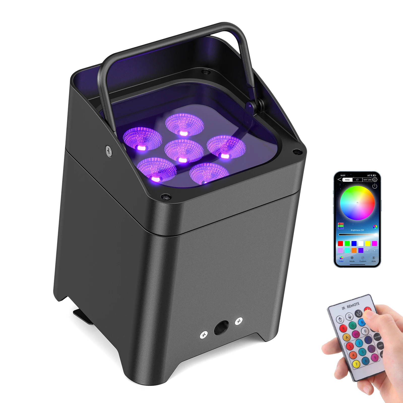 LeLeght 108W LED Par Spotlight Rechargeable With Remote Control APP DMX Party Light Stage Light For DJ Disco Bar KTV Wedding