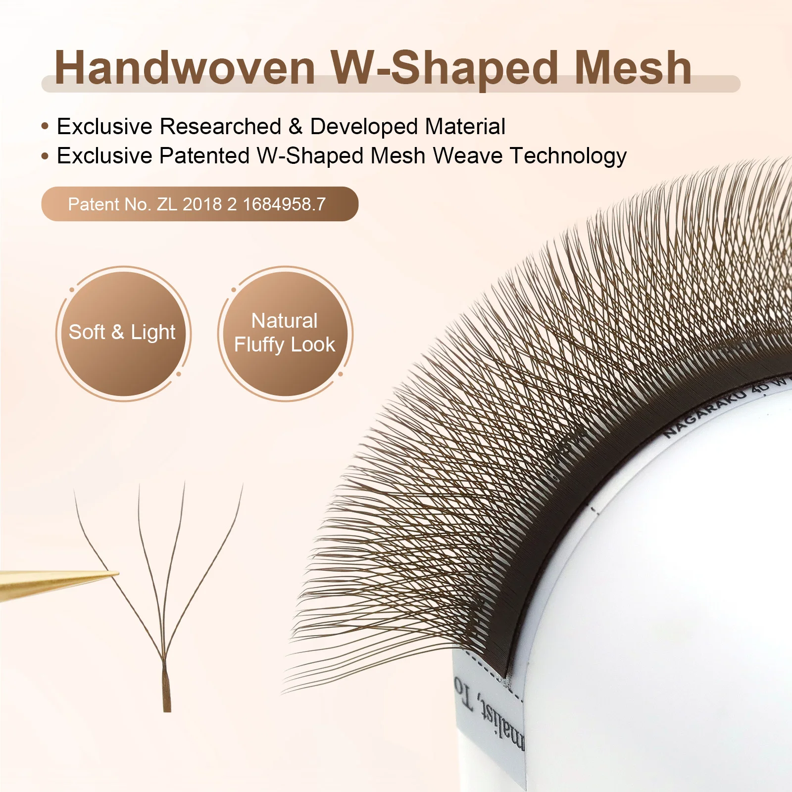NAGARAKU Braun Dunkelbraun 3D/4D/5D W-Form Handgewebte Vorgefertigte Fächer-Wimpernverlängerungen Volle Wimpern Natürlich Weich Leicht Matt Dicht – Detail 5