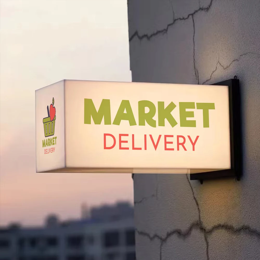 Business LED Light Box Signboard Shop Signage Rectangle Street Led Light Sign Acrylic Light Box Outdoor Wall Hanging Light Box