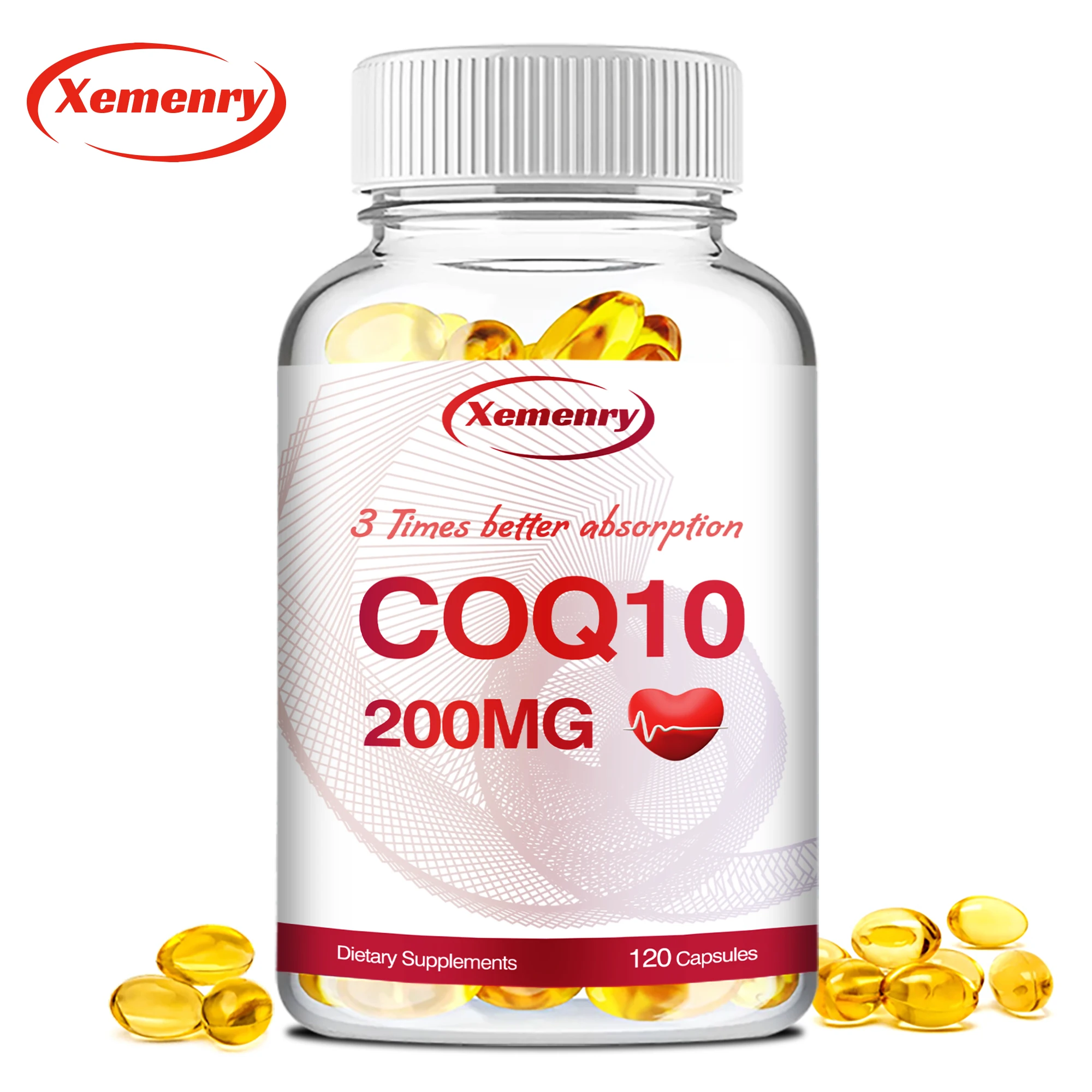 Coenzyme Q10 Supplement 200mg - Circulation Support, Antioxidant, Energy Production, Heart Health - 120 Capsules