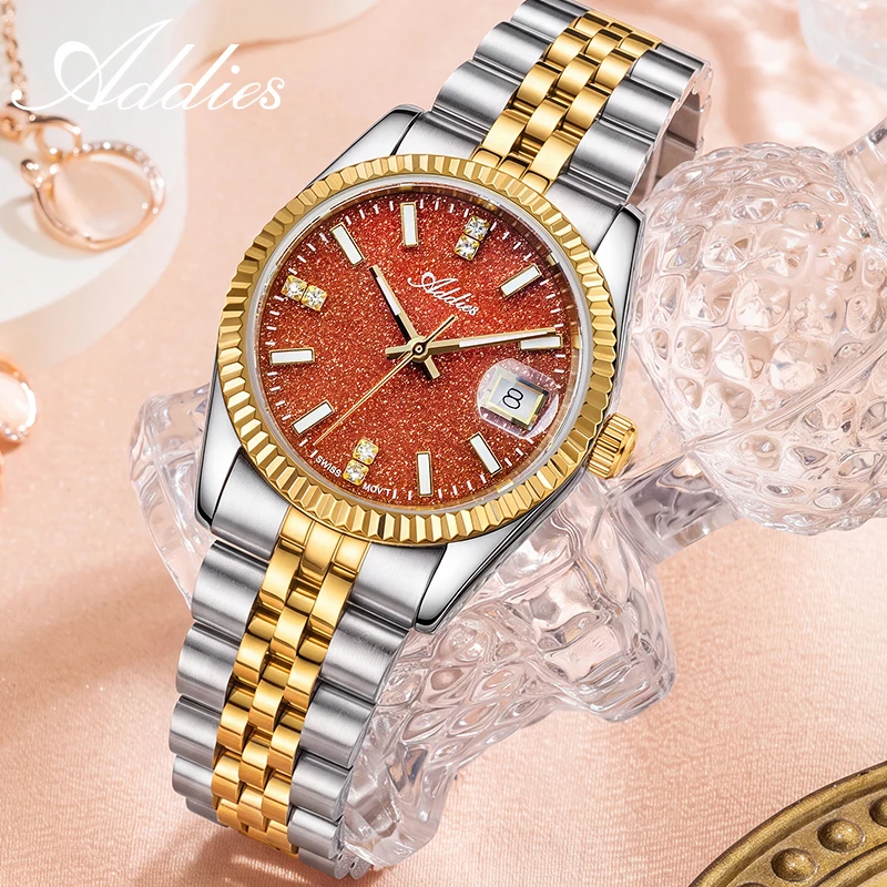 ADDIES Luxury Women Quartz Watch Swiss 585 Movement BGW9 Luminous Sapphire Crystal 5Bar Waterproof Women's Gift Watch AW25912