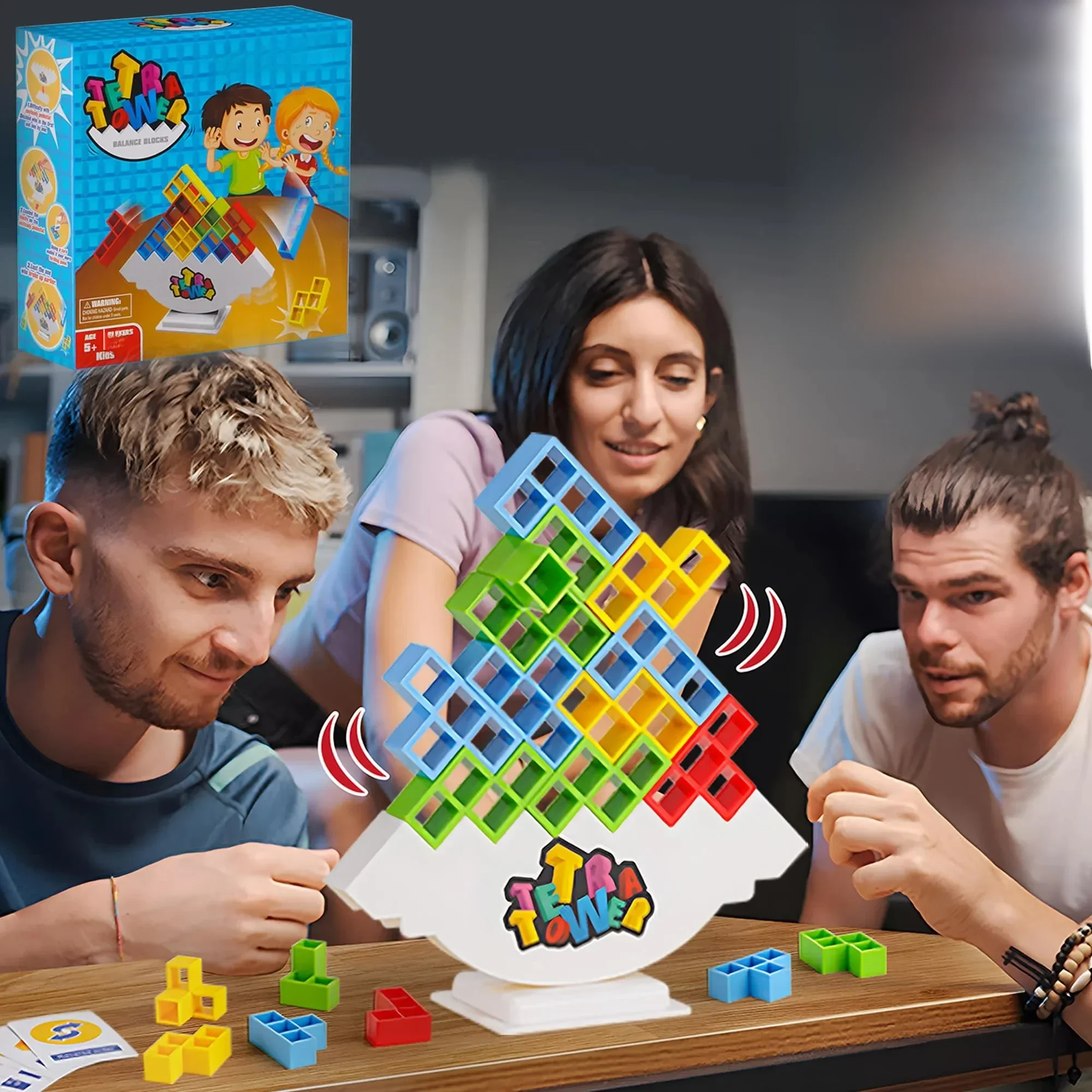 32 pièces Tetra tour amusant Balance blocs de construction empilables jeu de société pour enfants adultes amis équipe dortoir jeu familial nuit et fête