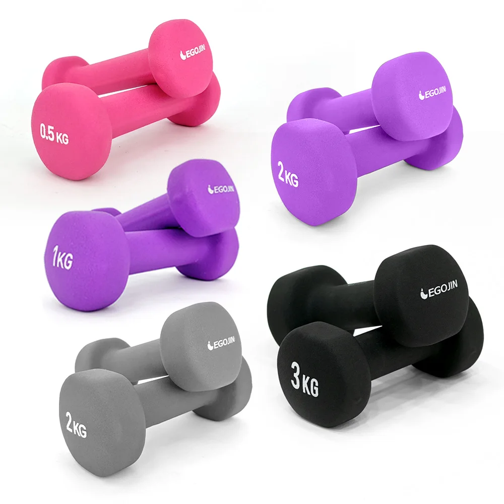 EGOJIN Neoprene Dumbbells 0.5~3kg Set Weight Strength Training