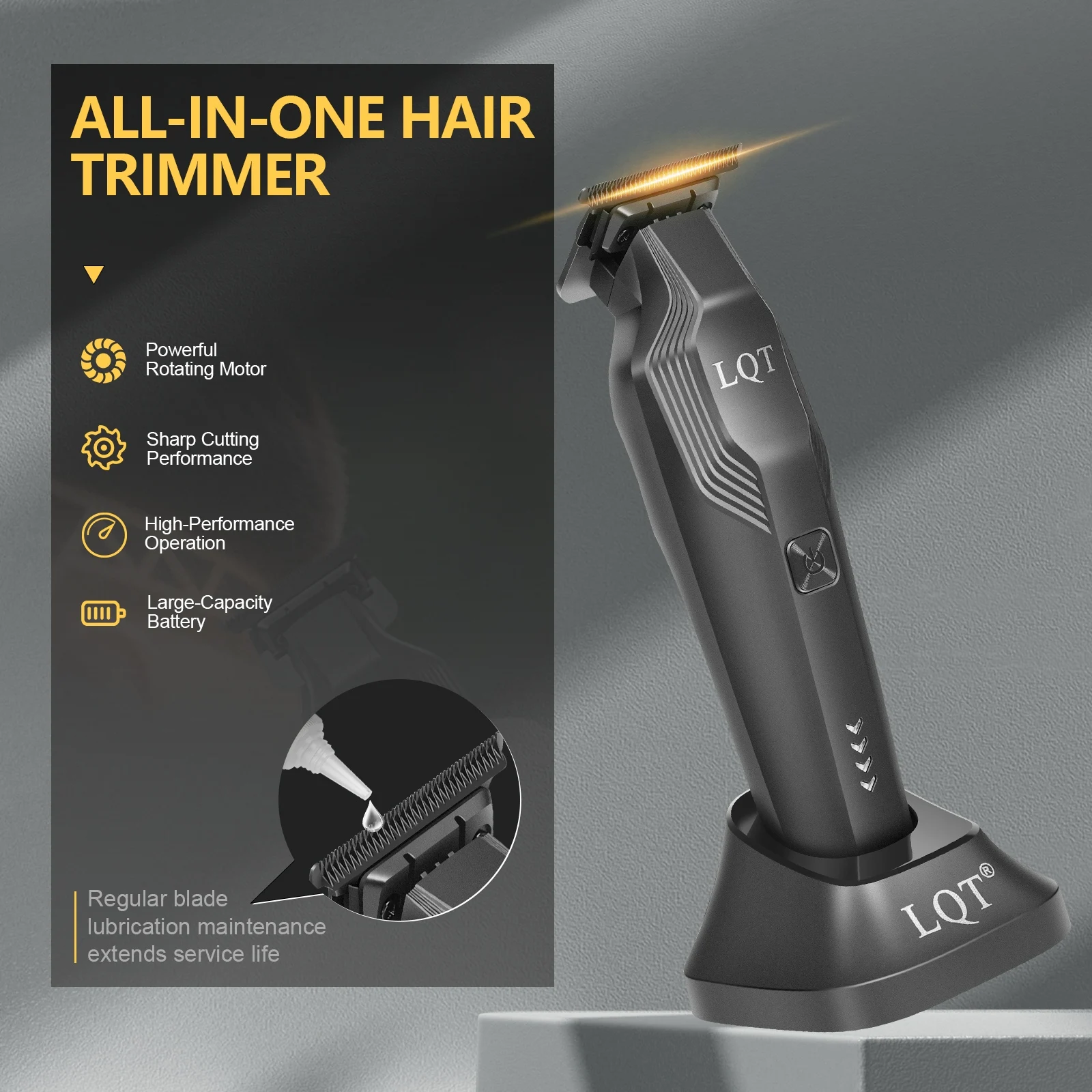 Electric Hair Clipper, Professional Hair Cutting Tool, with 3 Limit Combs, USB Charging, Men's Hair Cutting Tool