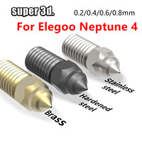 2Pcs Nozzle For ELEGOO Neptune 4 Brass Hardened Steel Stainless Steel 0.4/0.6mm Nozzles For Elegoo Neptune 4 3D Printer Parts