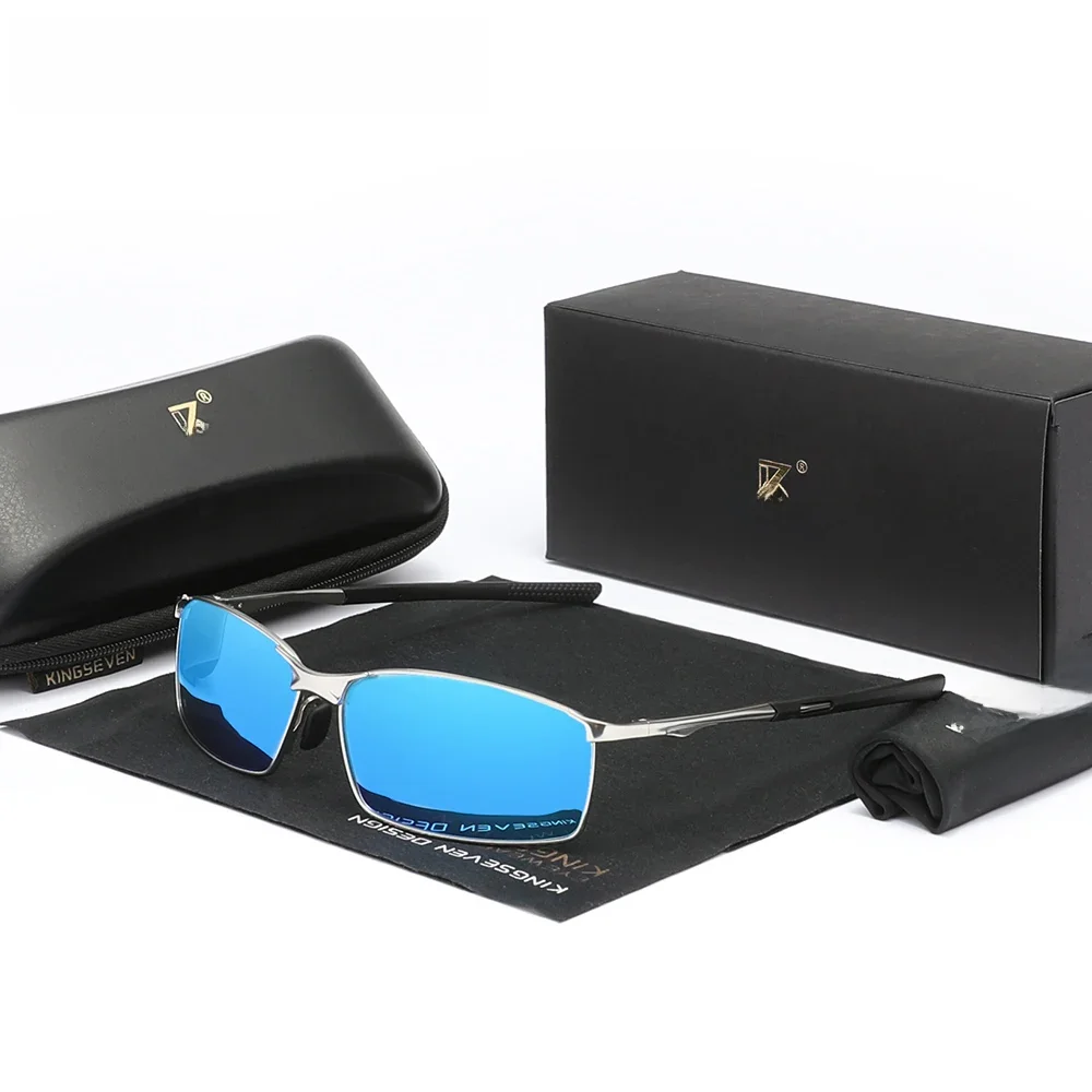 KINGSEVEN modne okulary przeciwsłoneczne z prostokątną ramką dla mężczyzn UV400 spolaryzacja aluminiowe okulary jeździeckie Parsnip luksusowe okulary w stylu vintage — zdjęcie 2