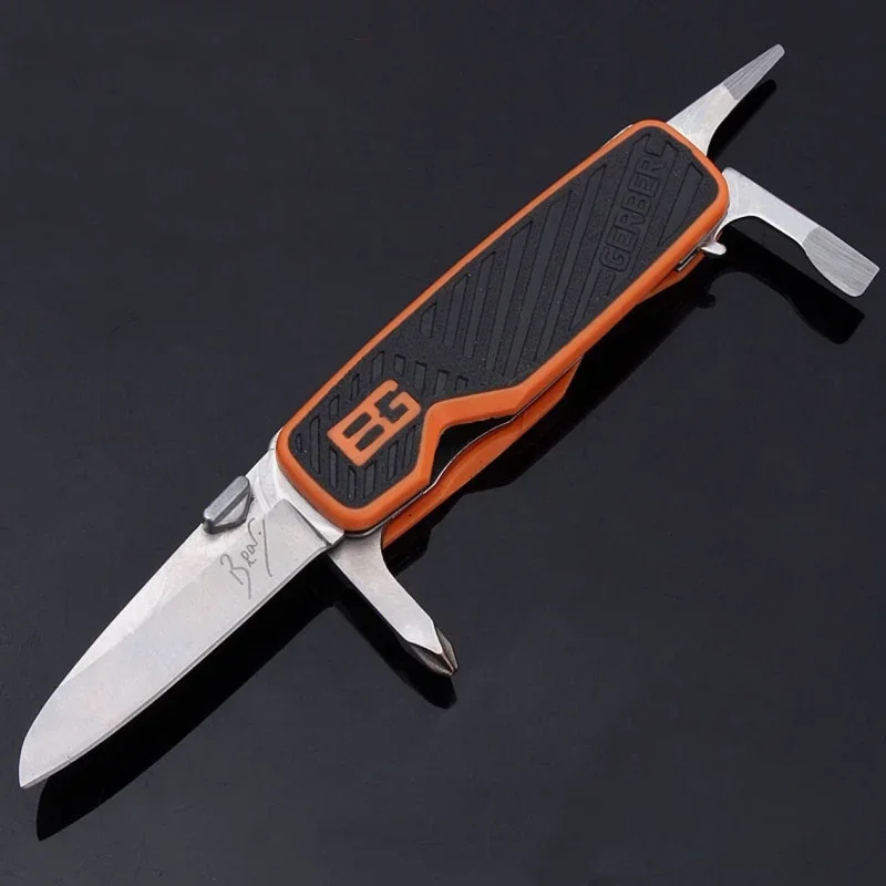 Gerber Multitool Folding Knife 5CR15 Stainless Steel Non-Slip Rubber Handle Outdoor Survival Self-Defense Hiking Camping EDC