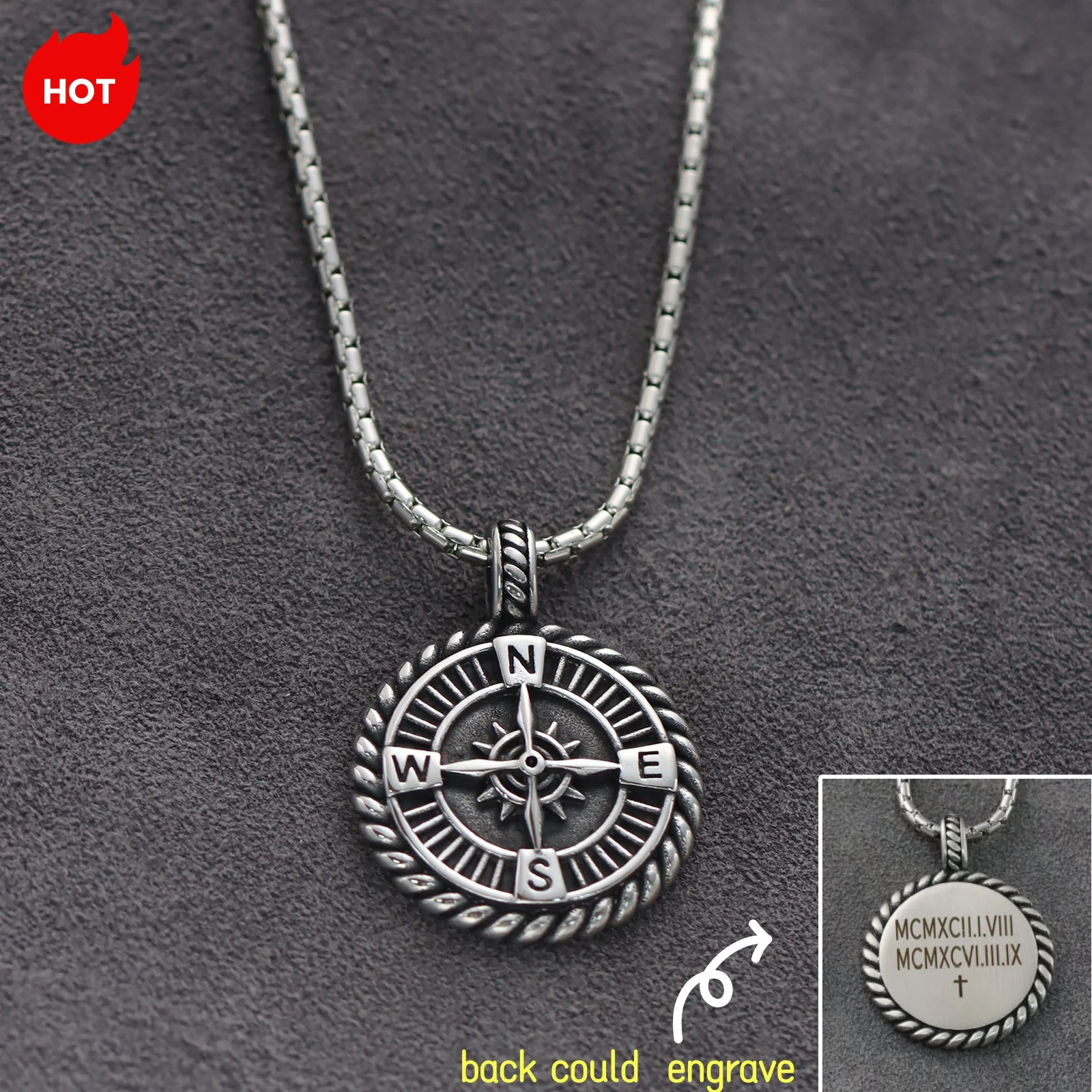 Cadeau d'anniversaire Unique spécial personnalisé lettre boussole collier pour hommes cadeau de petit ami, cadeau de mari gravé