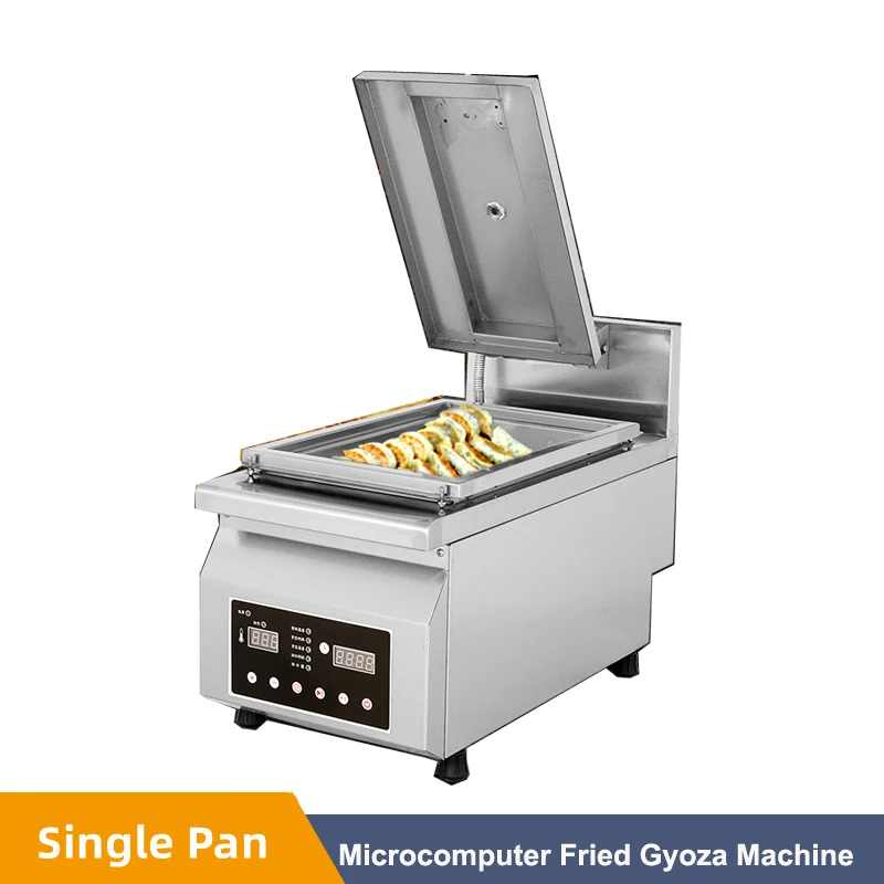 220V Automatic Dumpling Fried Machine Commercial Gyoza Dumpling Frying Cooker Pancake Cooker With Automatic Water Inlet Function