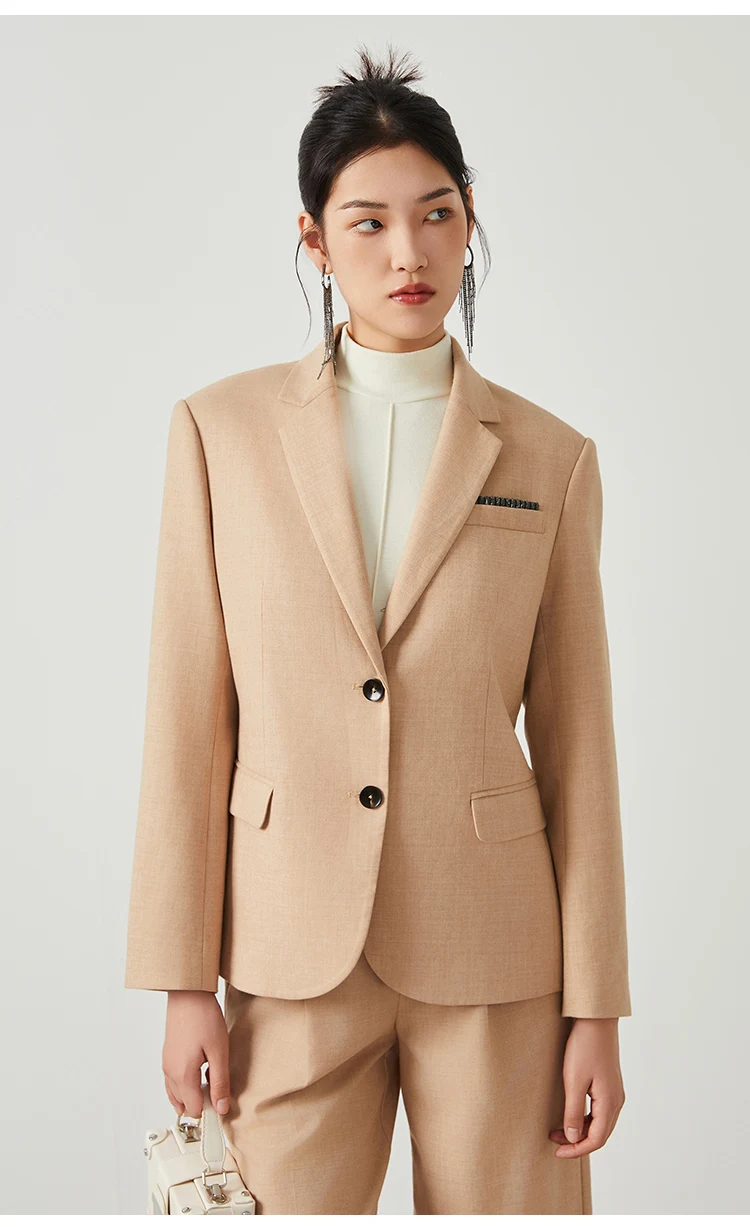 K2613W Designer-Stil Damen-Wollblazer Minimalistischer Premium-Stoff Büro-Mode-Anzugmantel – Detail 5