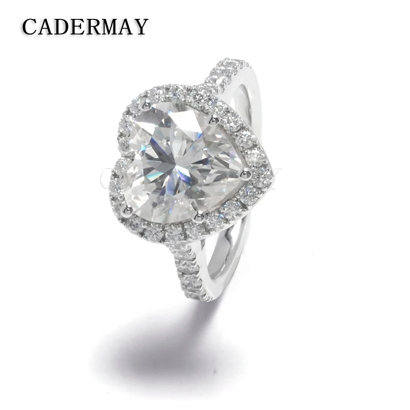 

CADERMAY Jewelry High Quality 100% S925 Silve Trendy DEF Heart Shape Moissanite Wholesale Anniversary Gifts Rings For Women