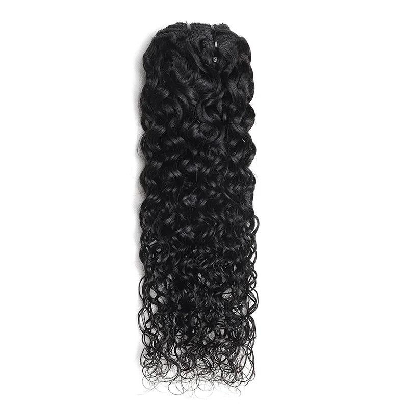 Water Wave Clip In Hair Extension Human Hair Brazilian Remy Human Hair Clip In Extension 120g 8Pcs/Set Natural Color 8-26 Inches