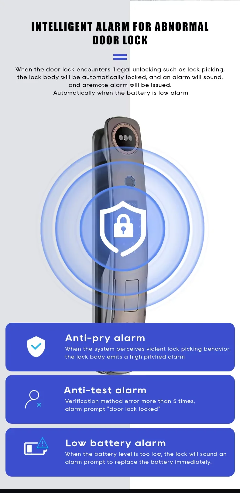 3D Face Smart Door Lock with Screen Digital Password Electronic Key IC Card APP Unlock Home Fingerprint Locks