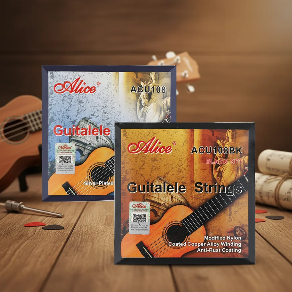Alice Guitalele Strings ACU108 ACU108BK Modified Nylon Silver Plated Copper Alloy Winding Anti-Rust Coating 026-041