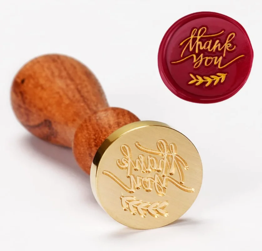 3D Embossed Honey Beeswax Seal Stamp Brass Head with Wooden Handle Make Wax Seals for Wedding Invitations/Envelopes/Gift Wrap