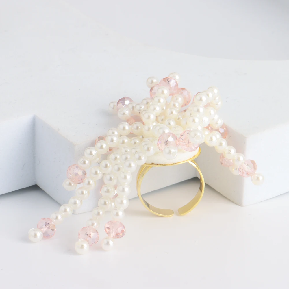 Perlenanhänger und große Ohrringe, Schmuckset für Frauen, Nigeria, Hochzeit, Party, Geschenk, modischer Armreif, Ring, Ohrring-Set, Jewelle – Detail 11