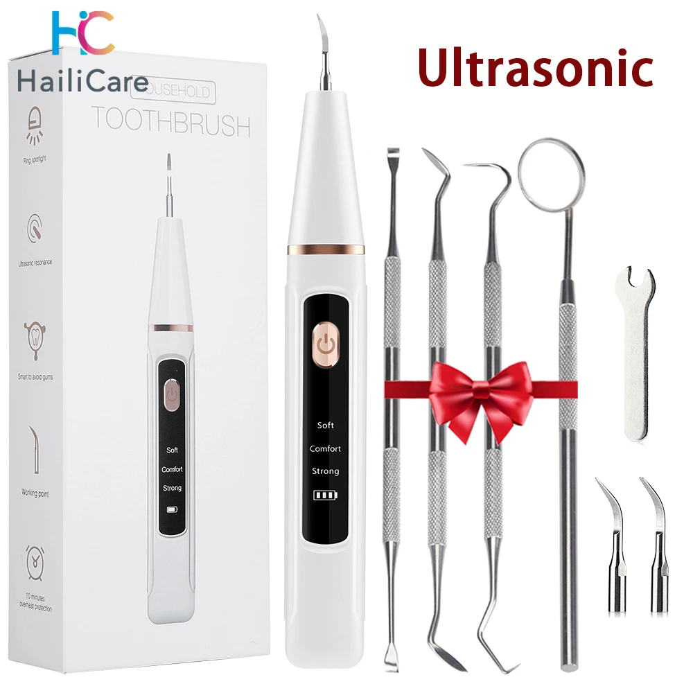 Scaler dental ultra sônico cuidado oral tártaro removedor de cálculo dente mancha mais limpo led luz ferramentas clareamento do dente agregado