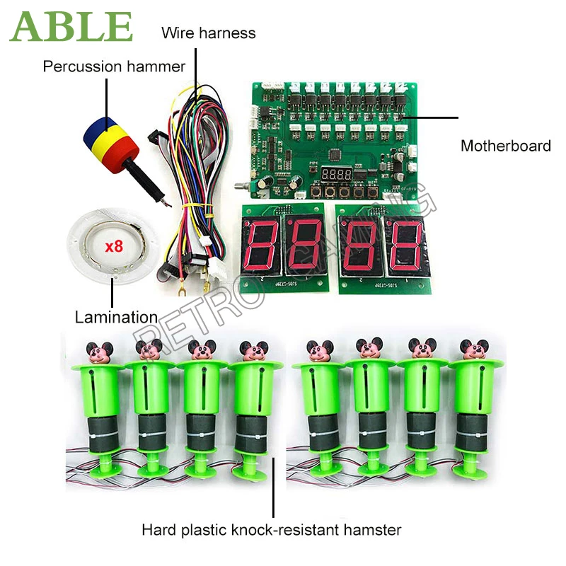 Children Kids Playing Games Diy Kit Hitting Frog Gopher Mouse Motherboard Wire  Harness Hammer Led Lighting Ring Arcade Bundle