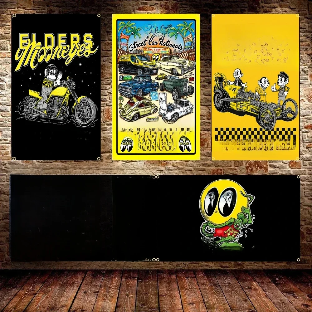 Drapeau yeux de lune 90x150CM 3x5 pieds, bannière de course imprimée en Polyester pour décoration