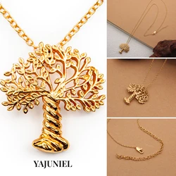 YAJUNIEL 24K Gold Plated Hollow Tree of Life Pendant Necklace for Women Hypoallergenic Brass Spiritual Elegant Jewelry Gift