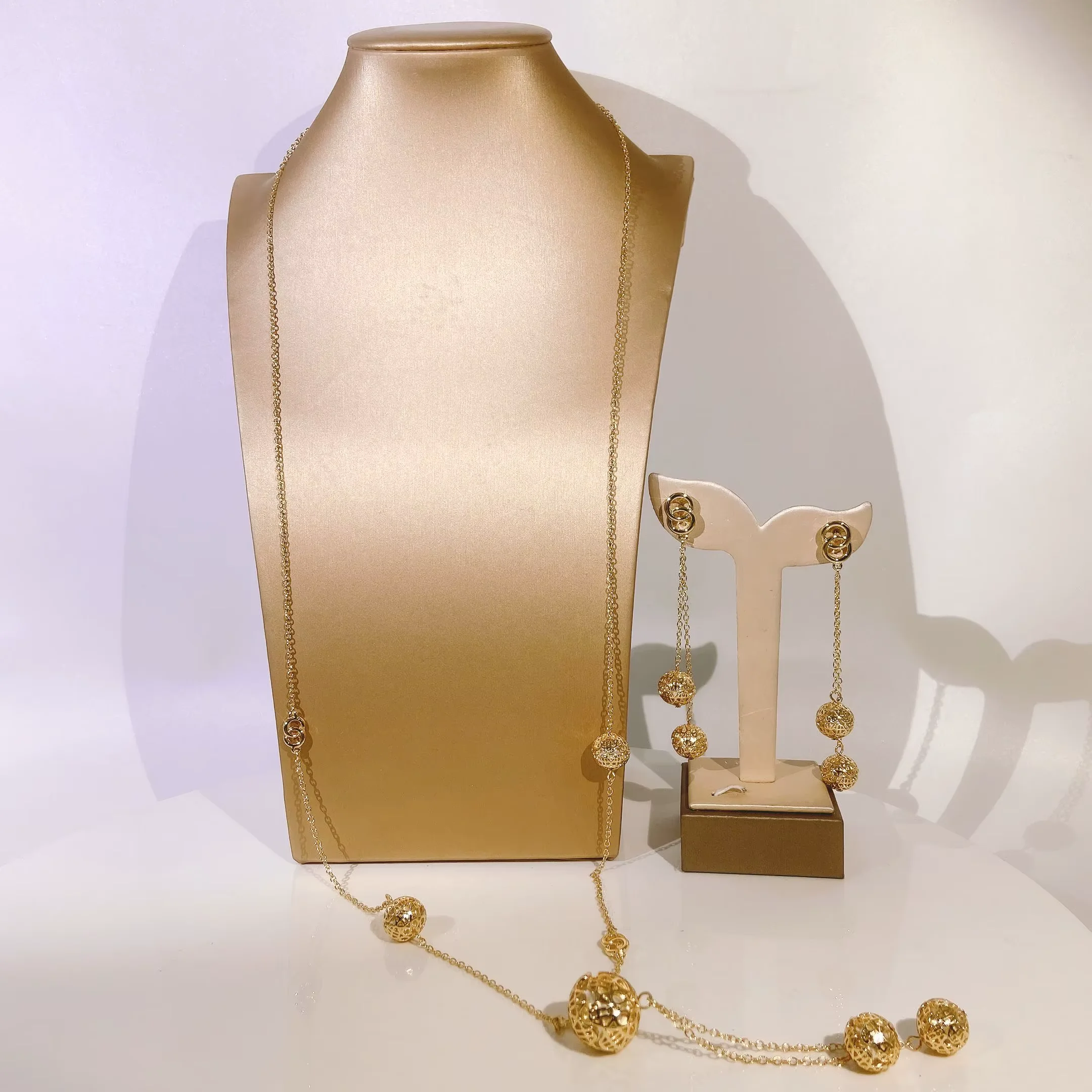 Yulaili Long Chain Necklace Earrings Jewelry Sets for Women Gold Plated Jewel Wedding Daily Luxury Wear Naija Dubai Jewelry