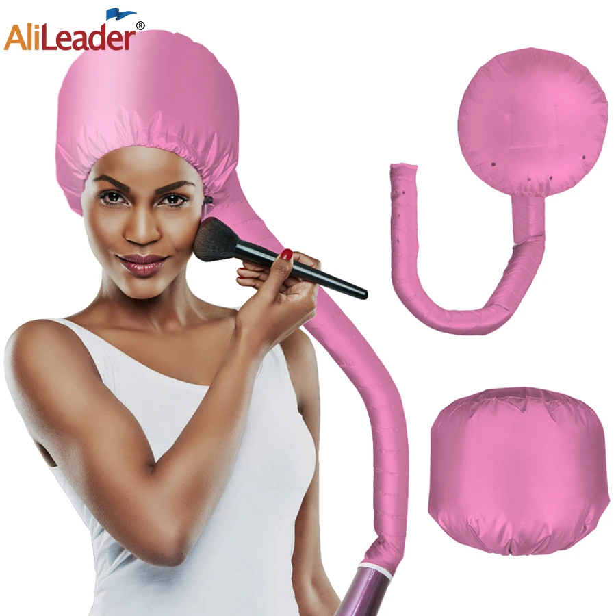 Sliver/Pink Hair Perm Drying Cap Adjustable Extra Large Dryer Bonnet Hair Dryer With Stretchable Grip And Extended Hose Length