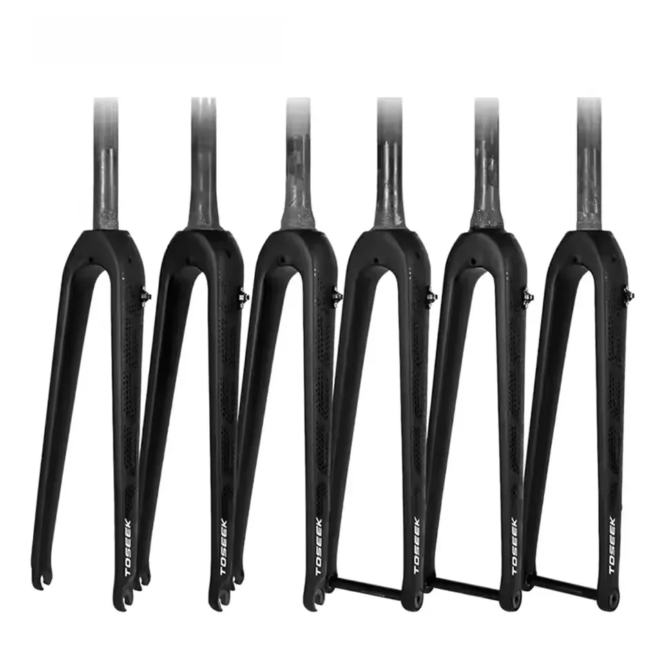 AliExpress TOSEEK Fork T800 Carbon Bike Front Fork Road Bicycle Fork 700C*32mm Thru Axle 12*100mm QR Axle 9*100mm Straight or Tapered
