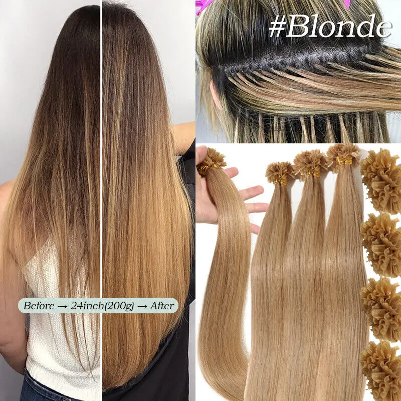 Hair Extension Real Human Hair 18 Inch Bonded Human Hair Extensions Balayage Color U Tip Fusion Hair Extensions 50g/50strands