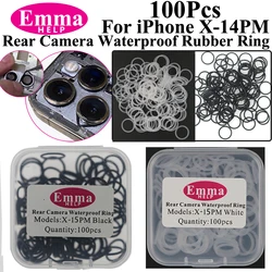 100 stks Terug Camera Lens Waterdichte Afdichtring voor iPhone 11 12 13 mini X XR XS 14 15 16 Pro Max Waterdichte Rubberen Cirkel Grote Hold