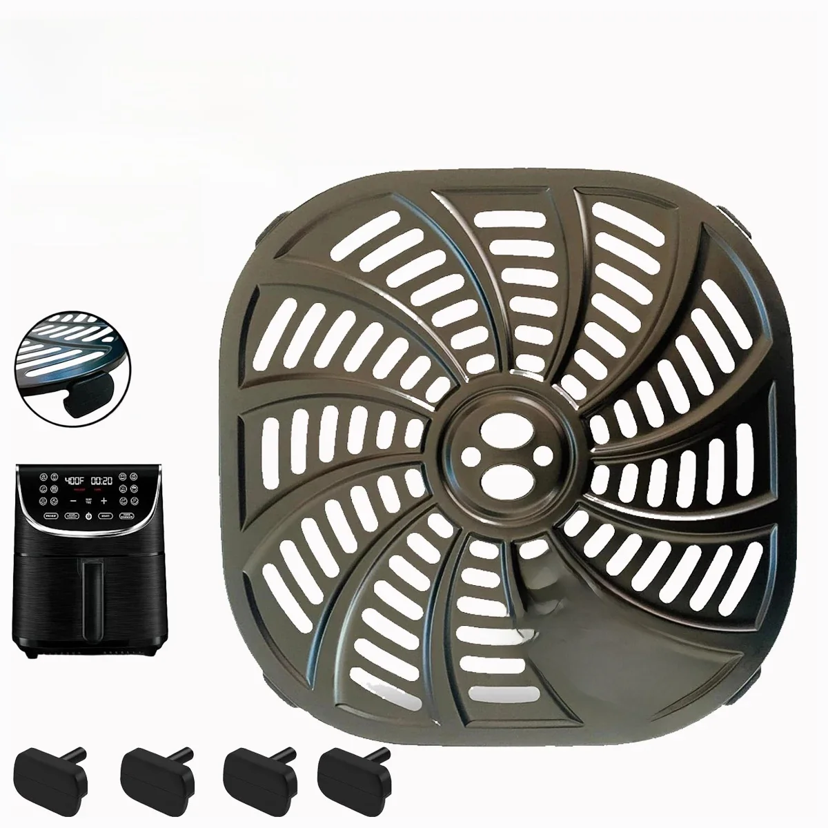 Plateau de cuisson pour Gourmia GAF798 GAF778 GAF716, poêle carrée en acier au carbone avec 4 tampons en Silicone, plats antiadhésifs, accessoires pour friteuse à Air