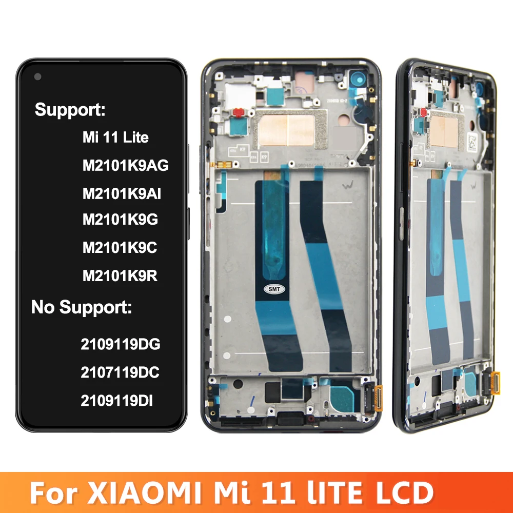 6,55 \'\'LCD dla Xiaomi mi 11 Lite 5G wyświetlacz ekran dotykowy Digitizer zgromadzenie dla Xiaomi Mi 11 młodzieżowe części naprawcze