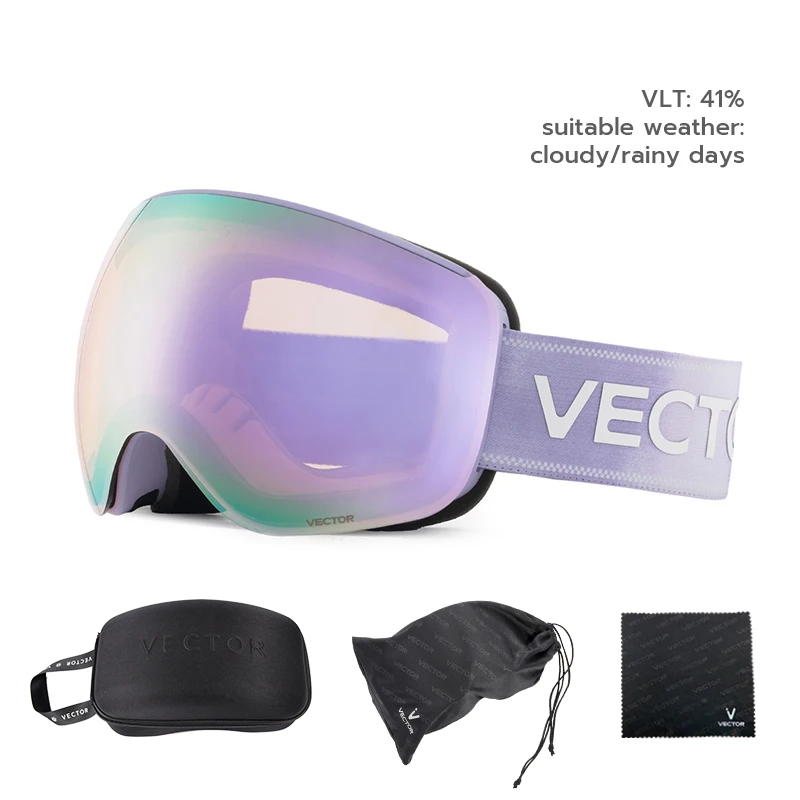 VECTOR OTG Ski Snowboardbril Dames Heren Skibrillen UV 400 Sneeuwbeschermingsbril Volwassen dubbele bolvormige spiegel Magnetisch