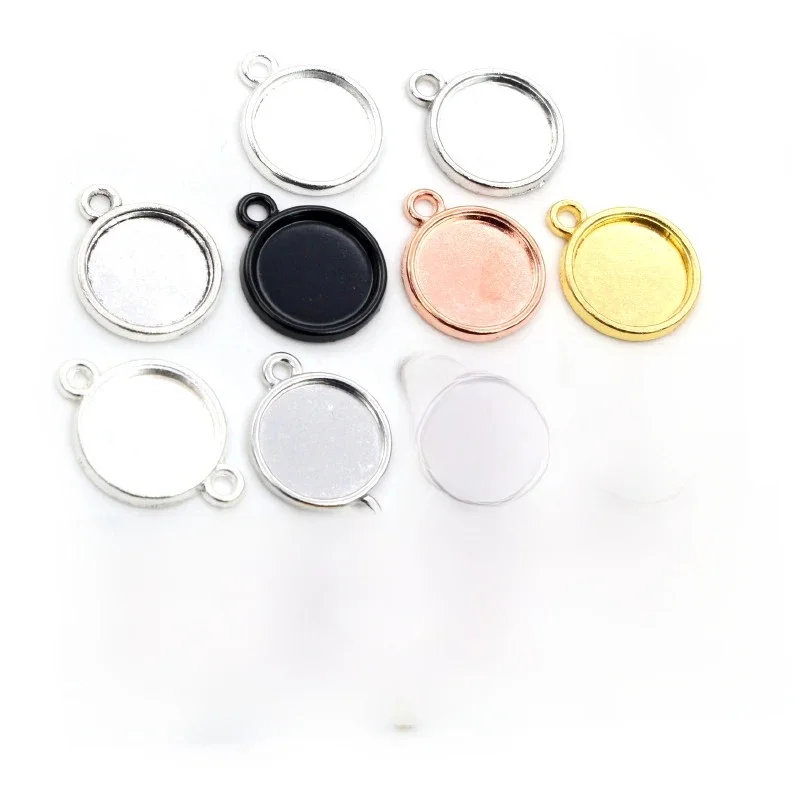 8mm 10 mm 12mm wewnętrzny rozmiar klasyczny 7 kolorów Plated jednostronny podwójne zawieszenie Cabochon baza ustawienie Charms wisiorek — zdjęcie 2