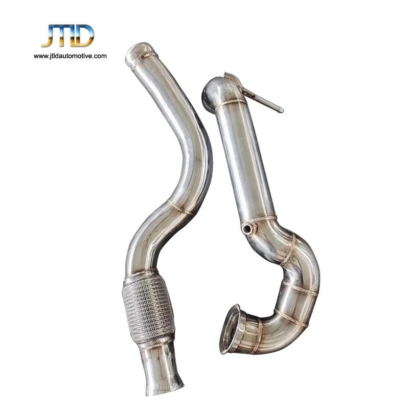 

High Flow Polished Decat Exhaust Front Pipe & Downpipe For Mercedes Benz CLA45 Amg