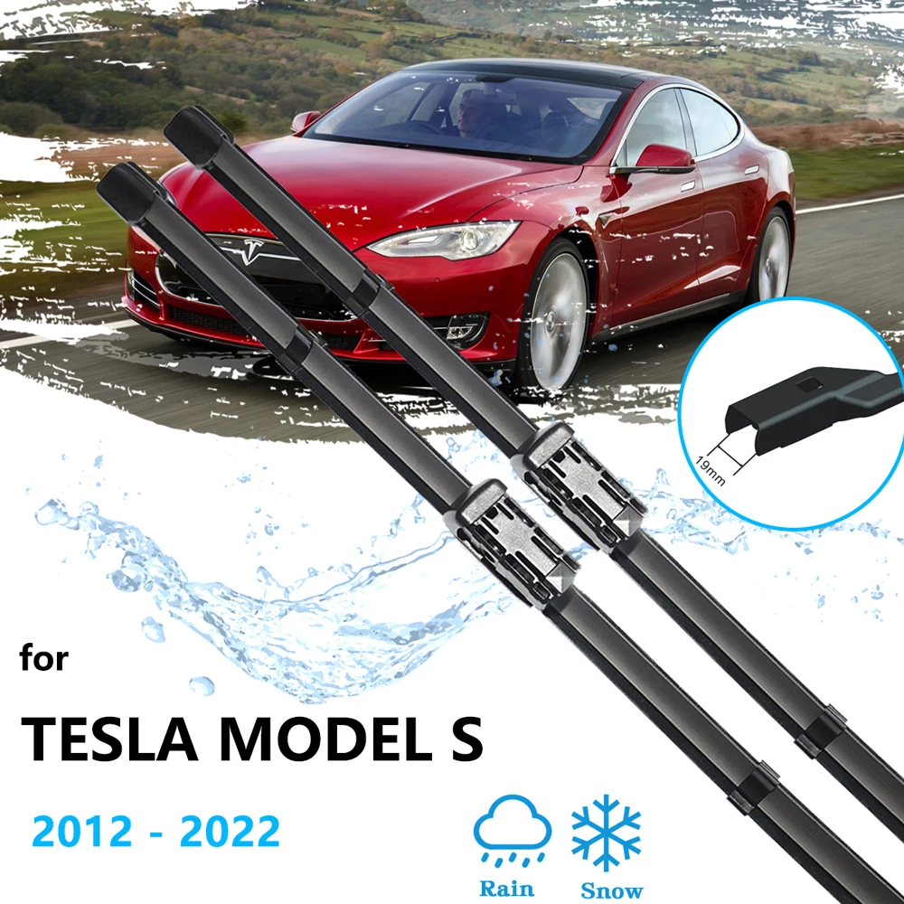 2x For Tesla Model S 2012~2022 Front Wiper Blades Brushes Cutter Accessories LHD RHD Window Windshield Rubber Universal 28\