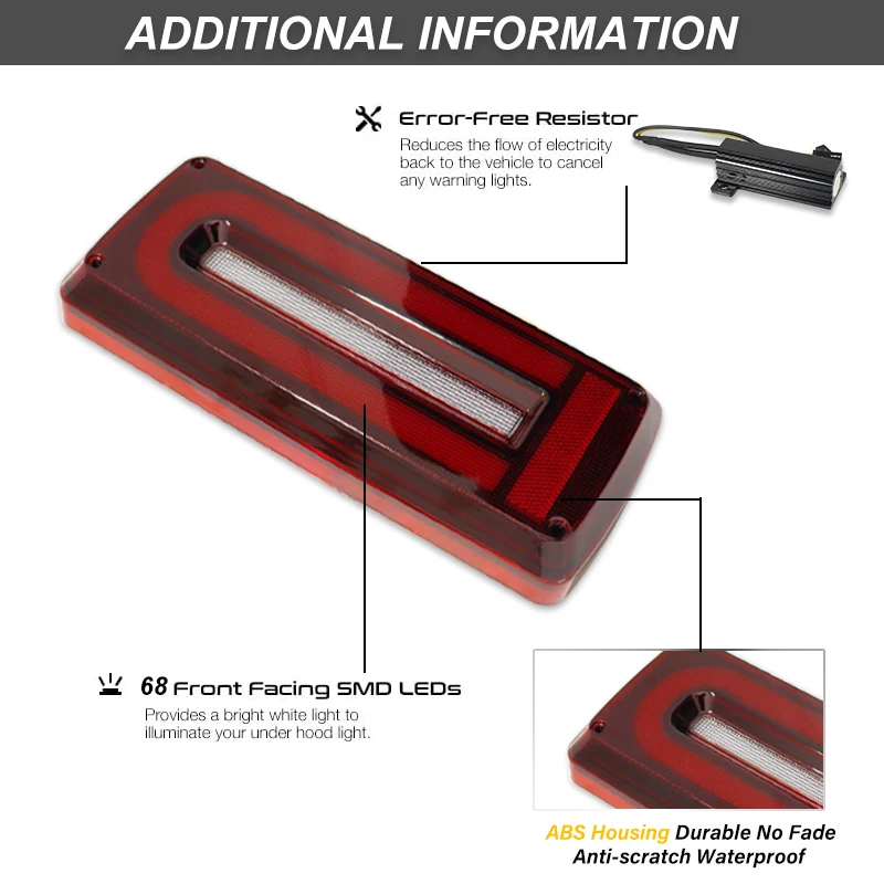 أضواء خلفية LED لمرسيدس بنز W463 G الفئة G500 G550 G55 G63 AMG 1990-2018 القيادة الفرامل عكس الديناميكي بدوره مصباح إشارة