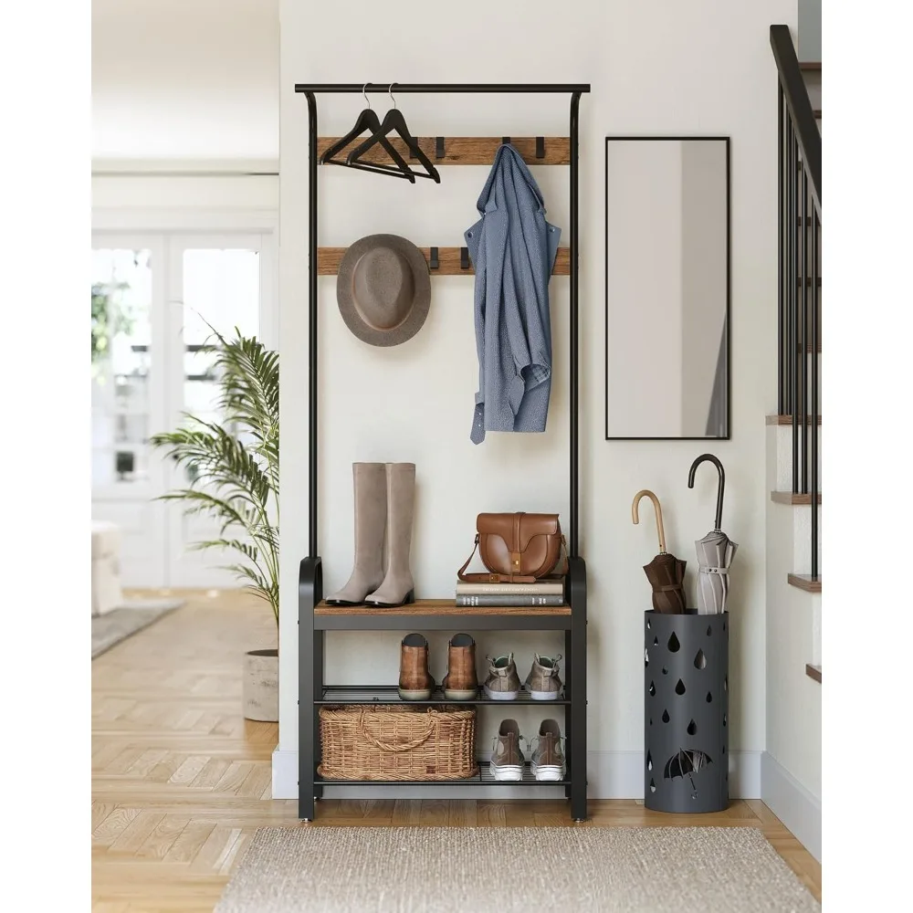 

About this item [All-in-One Storage, Unlocked] Store your shoes and bags on the 5 shelves below, hang your coats on the 5 dual h